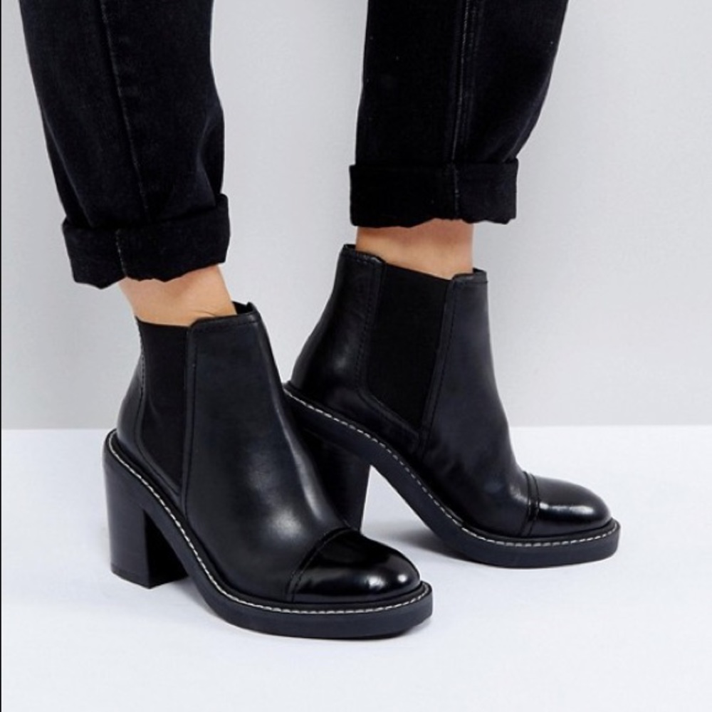 ASOS ENTAIL Premium Leather Heeled Chelsea Booties